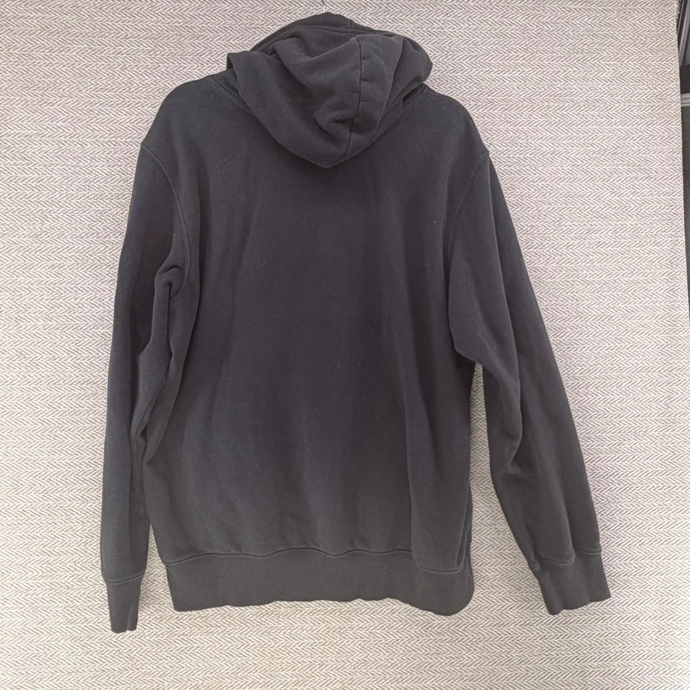 The North Face Mens Black Plaid Box Logo Pullover Hoodie Size L Warm Soft Comfy